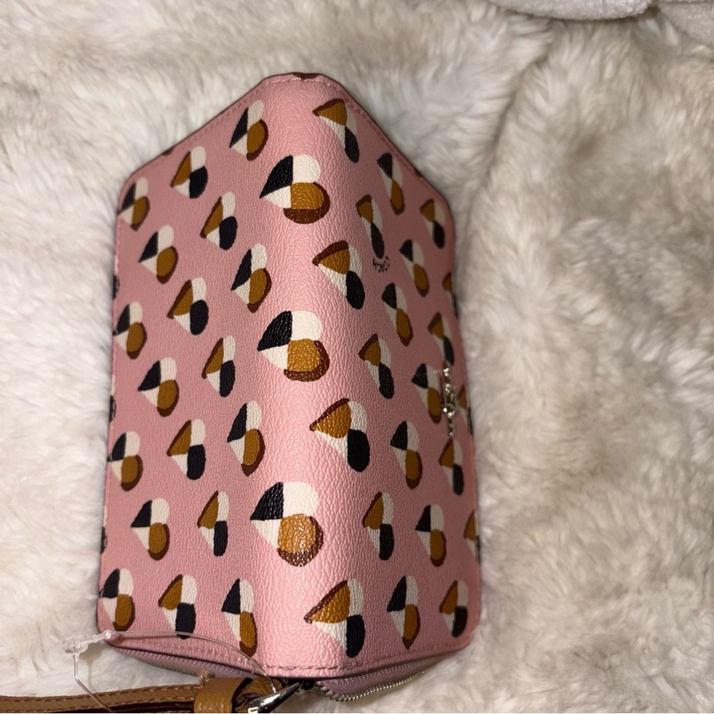 Coach Pink checker Heart Print Wristlet phone case - Picture 4 of 6
